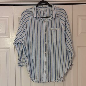 Women’s Blue and White Striped Shirt